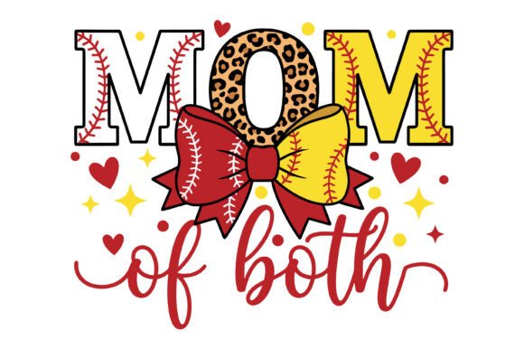 Mom of Both Sports Bow Design: Graphics for T-Shirt Designs