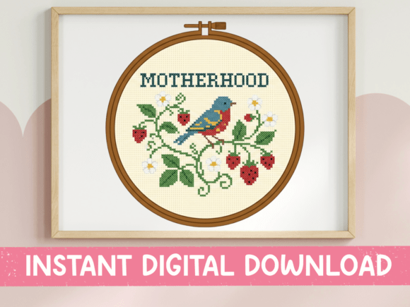Motherhood Cross Stitch Hoop SVG: Graphics for T-Shirt Designs